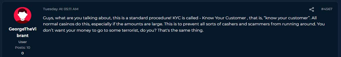 player about KYC