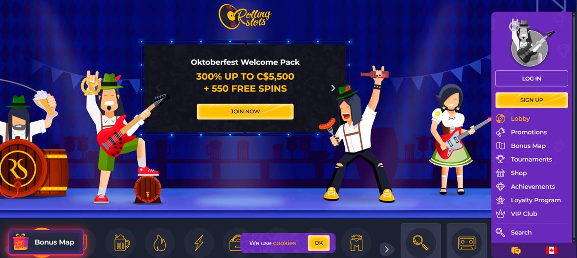 Rolling Slots welcome pack