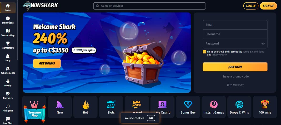 Winshark casino welcome shark